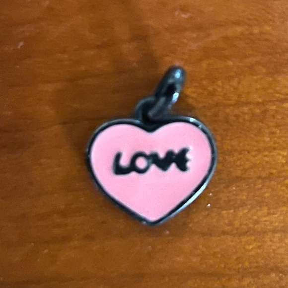 Vintage Agatha LOVE pink and black pendant charm - Picture 4 of 4